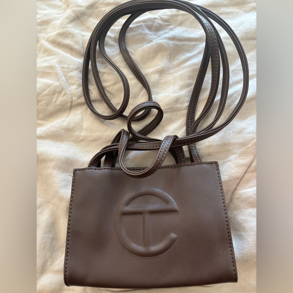 Telfar Chocolate Brown mini shopping toteCrossbody Bag